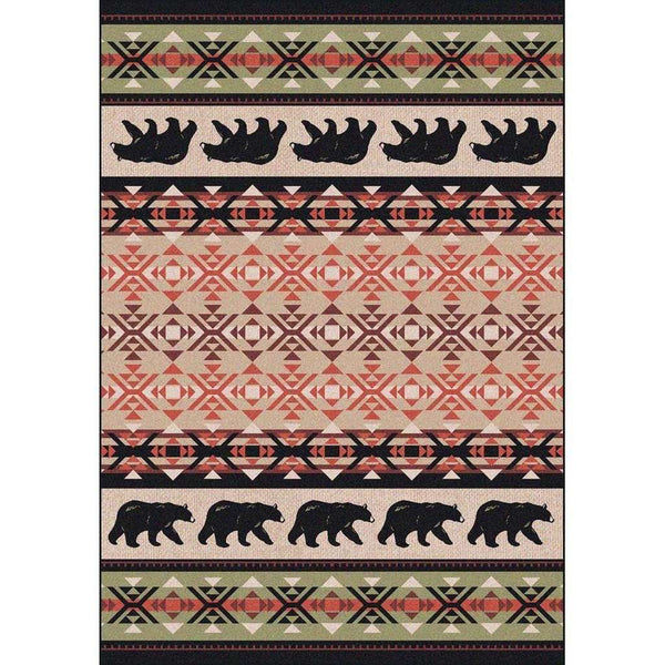 Comfy Bears - Burnt Red-CabinRugs Southwestern Rugs Wildlife Rugs Lodge Rugs Aztec RugsSouthwest Rugs