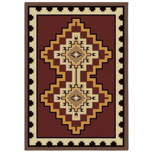 Council Of The Chiefs - Red-CabinRugs Southwestern Rugs Wildlife Rugs Lodge Rugs Aztec RugsSouthwest Rugs