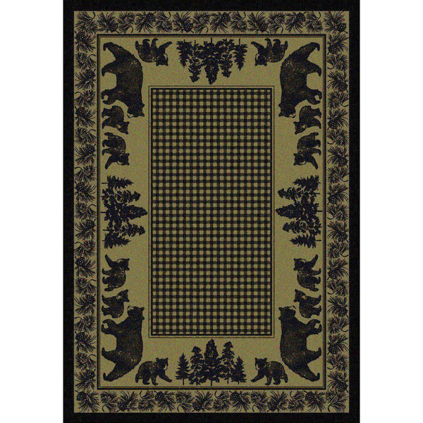 Familia Ursa - Green-CabinRugs Southwestern Rugs Wildlife Rugs Lodge Rugs Aztec RugsSouthwest Rugs