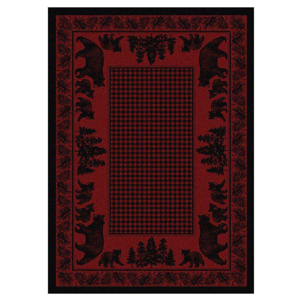 Familia Ursa - Red-CabinRugs Southwestern Rugs Wildlife Rugs Lodge Rugs Aztec RugsSouthwest Rugs