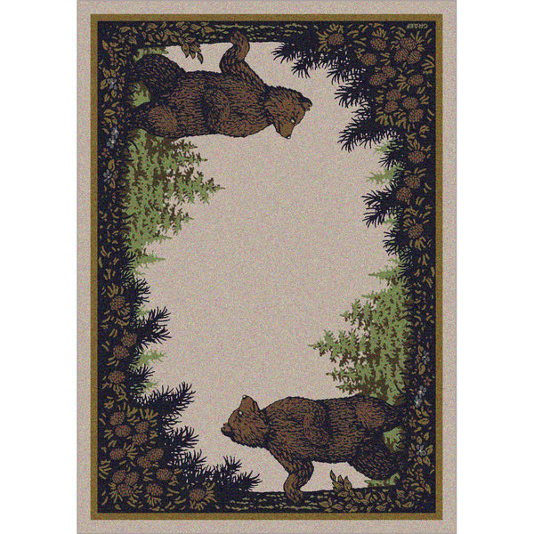 Fraternal Bears - Green-CabinRugs Southwestern Rugs Wildlife Rugs Lodge Rugs Aztec RugsSouthwest Rugs