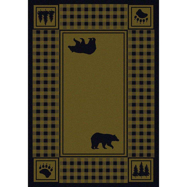 Mother Bear Refuge - Green-CabinRugs Southwestern Rugs Wildlife Rugs Lodge Rugs Aztec RugsSouthwest Rugs