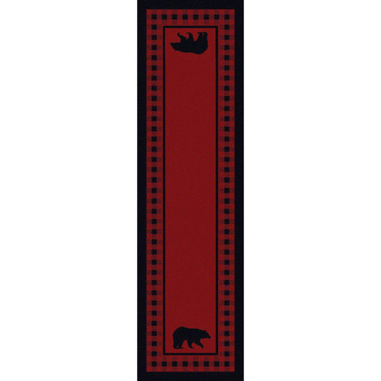 Mother Bear Refuge - Red-CabinRugs Southwestern Rugs Wildlife Rugs Lodge Rugs Aztec RugsSouthwest Rugs