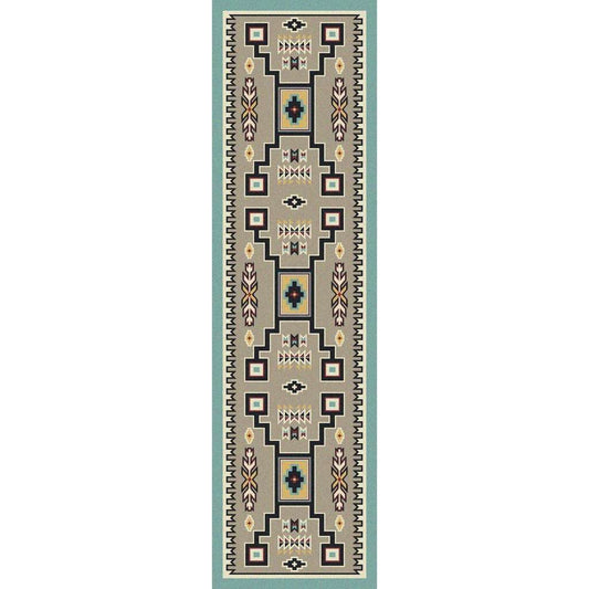 Old Timer - Suede Turquoise-CabinRugs Southwestern Rugs Wildlife Rugs Lodge Rugs Aztec RugsSouthwest Rugs