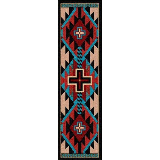 Rustic Crucifix - Blue-CabinRugs Southwestern Rugs Wildlife Rugs Lodge Rugs Aztec RugsSouthwest Rugs