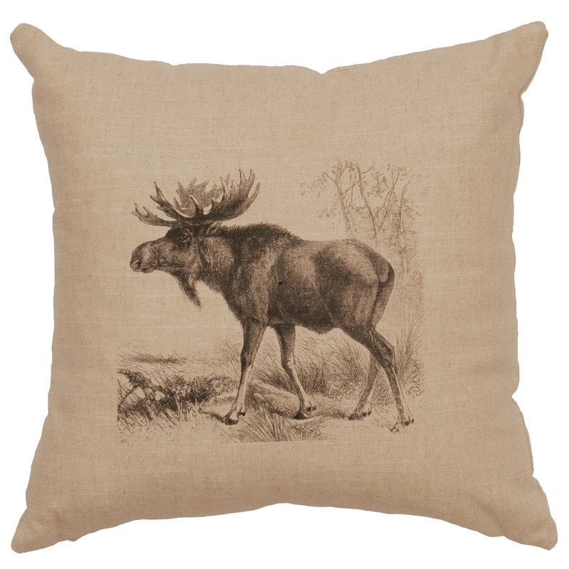 "Moose Scene" Image Pillow - Linen Natural