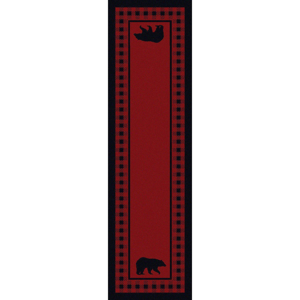 Mother Bear Refuge - Red-CabinRugs Southwestern Rugs Wildlife Rugs Lodge Rugs Aztec RugsSouthwest Rugs