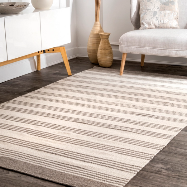 Beige and Cream Stripe Rugs