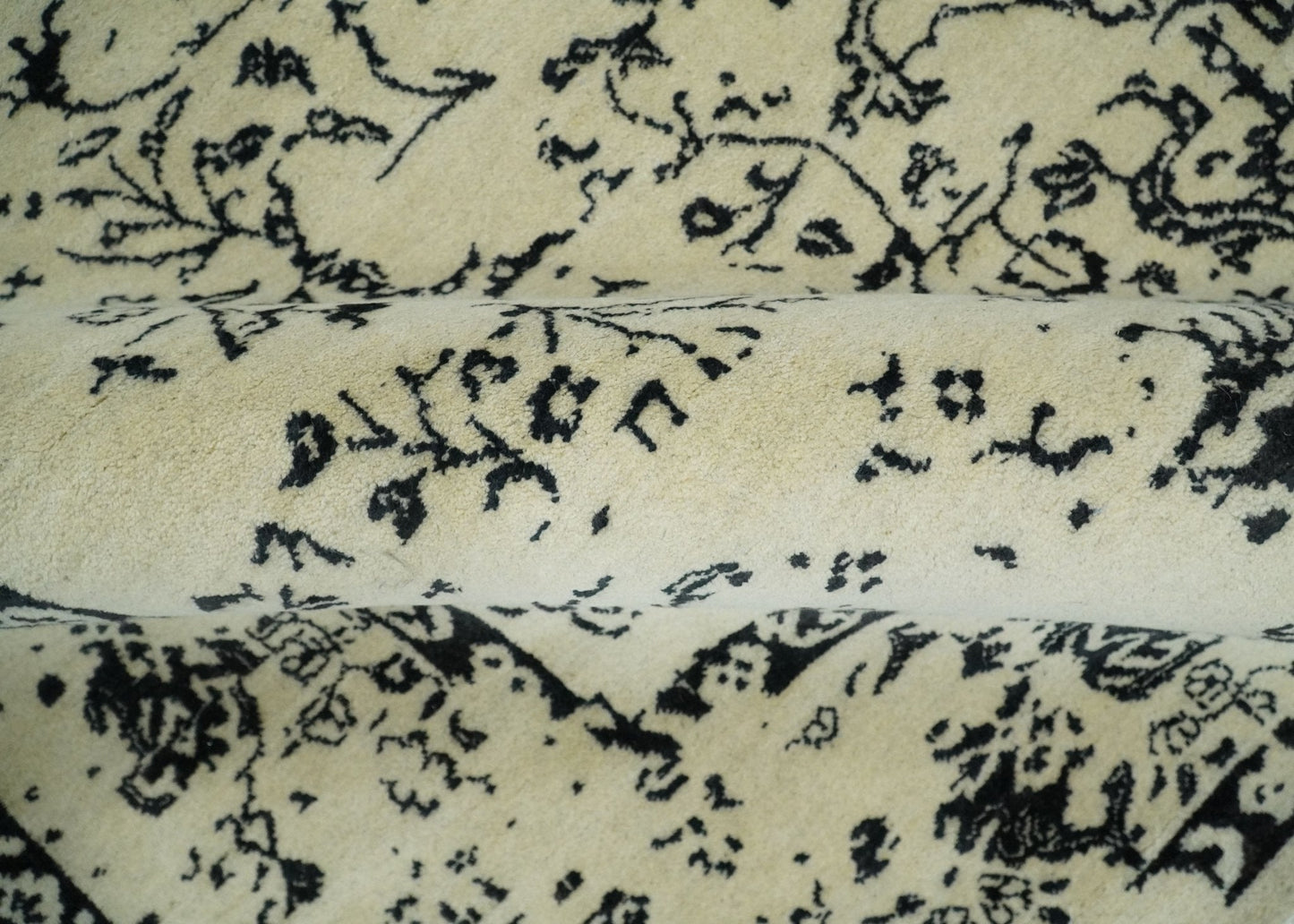 8x10 Fine Hand Knotted Beige and Black Traditional Vintage Persian Antique Wool Rug