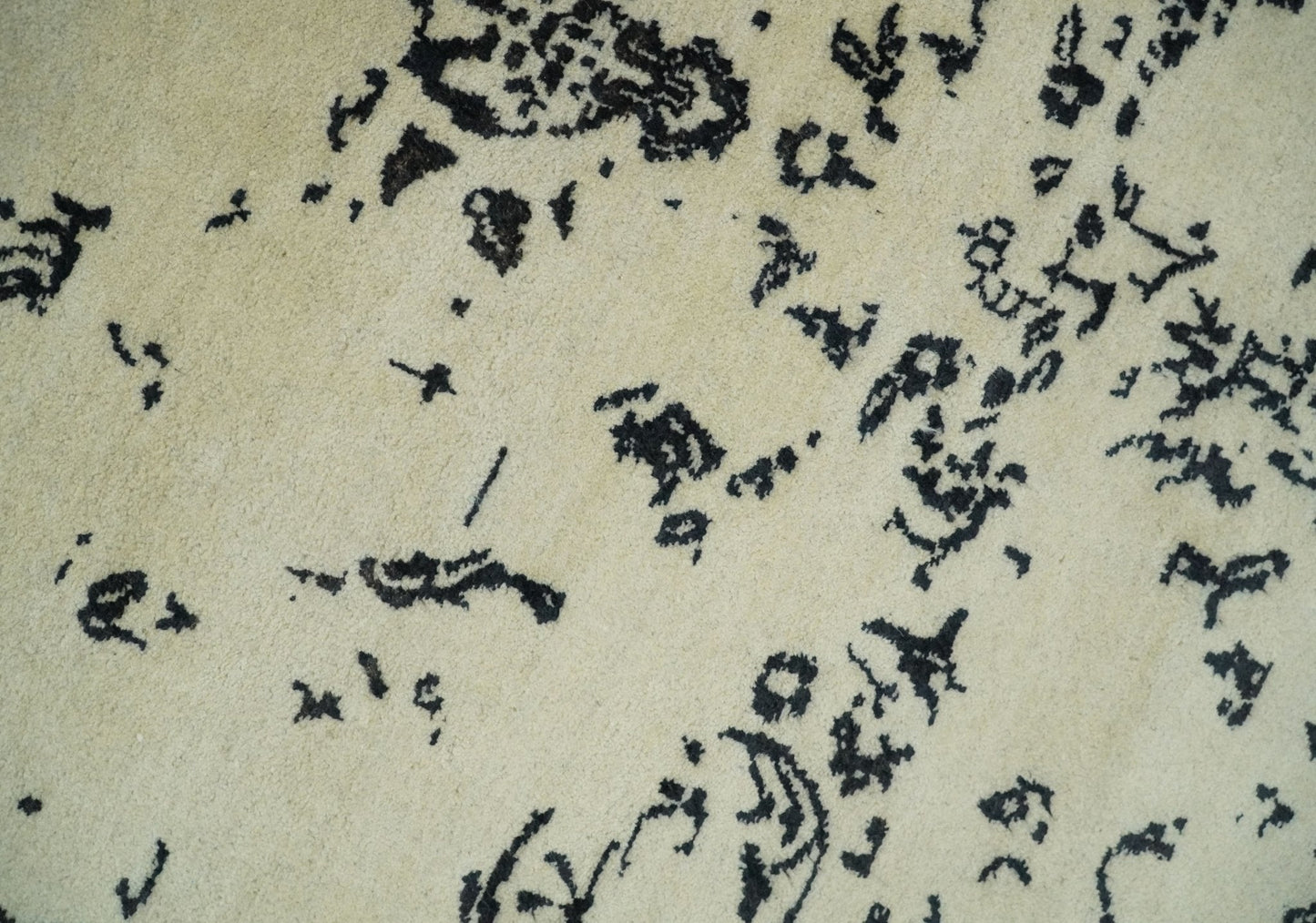 8x10 Fine Hand Knotted Beige and Black Traditional Vintage Persian Antique Wool Rug