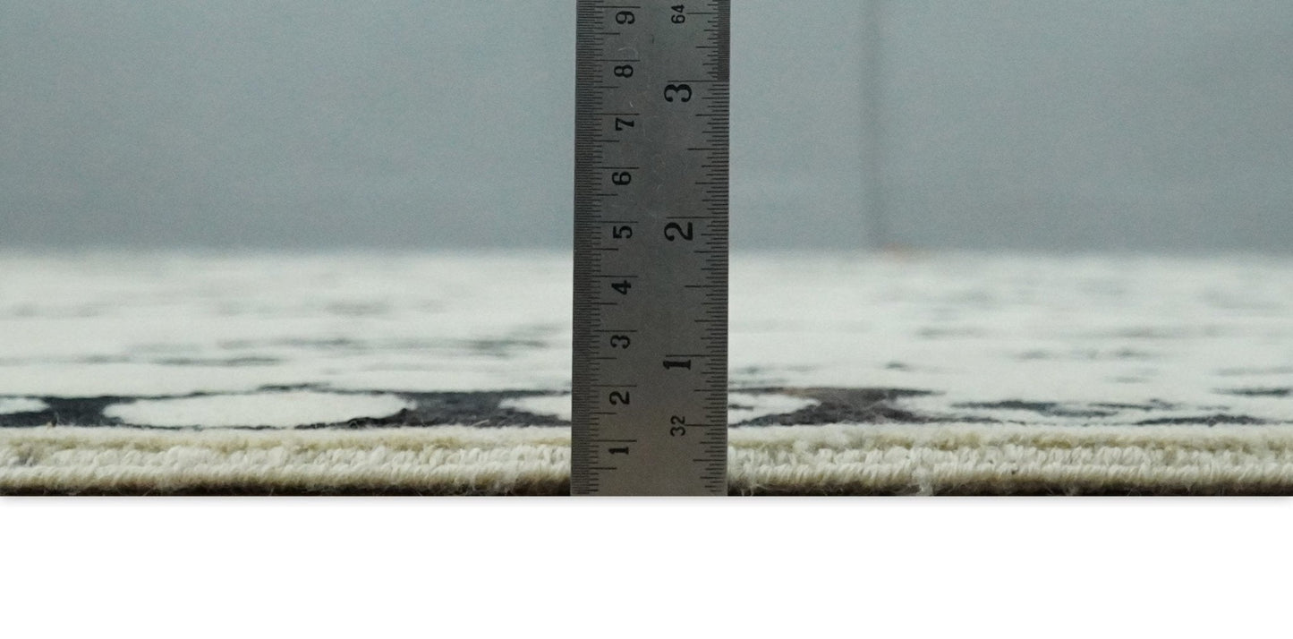 8x10 Fine Hand Knotted Beige and Black Traditional Vintage Persian Antique Wool Rug