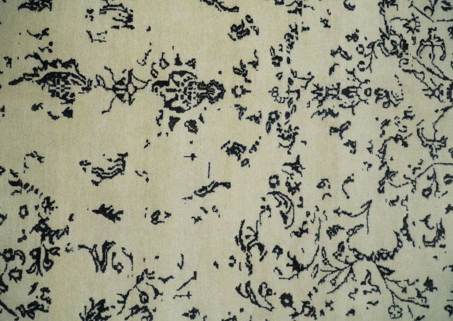 8x10 Fine Hand Knotted Beige and Black Traditional Vintage Persian Antique Wool Rug