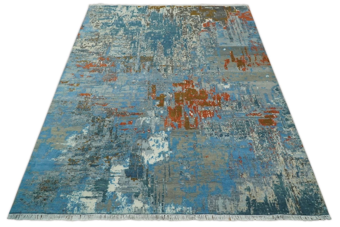 8x10 Fine Hand Knotted Abstract Rug