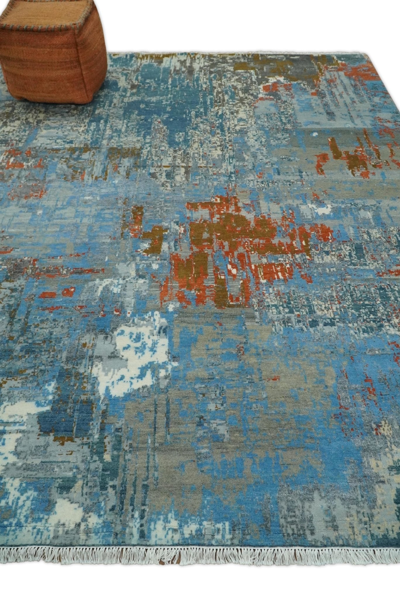 8x10 Fine Hand Knotted Abstract Rug