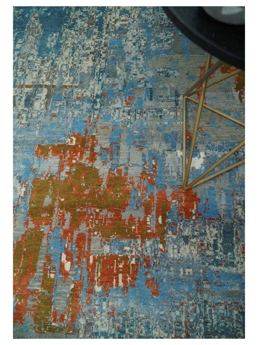 8x10 Fine Hand Knotted Abstract Rug