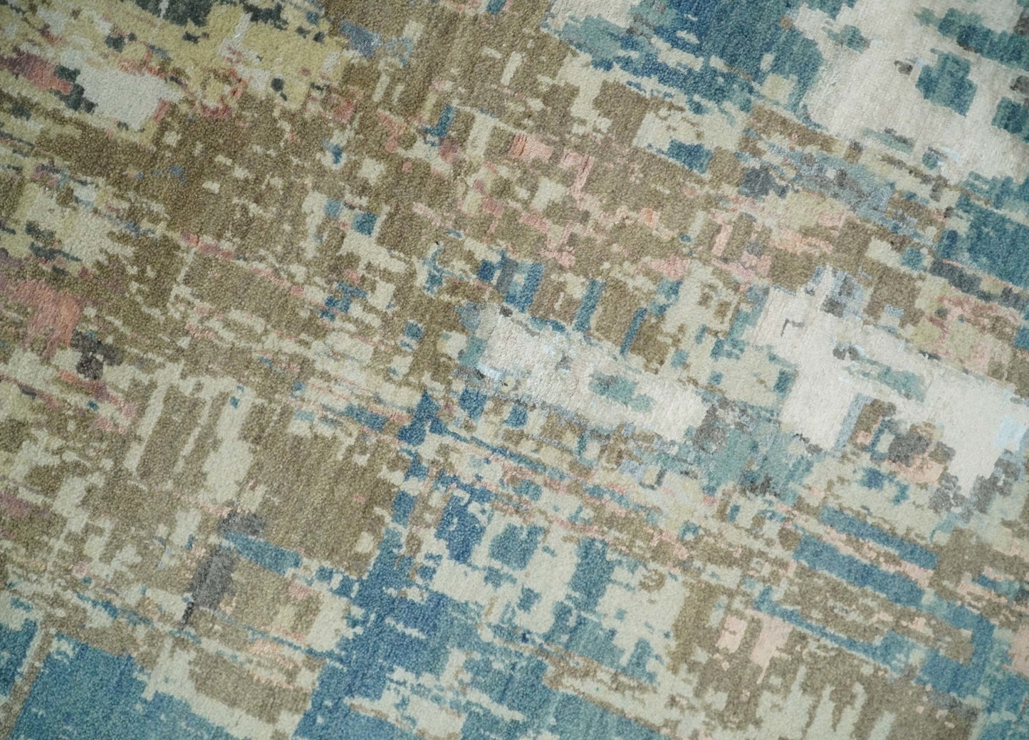 9x12 Fine Hand Knotted Brown Multicolor Modern Abstract Wool Area Rug | AGR34