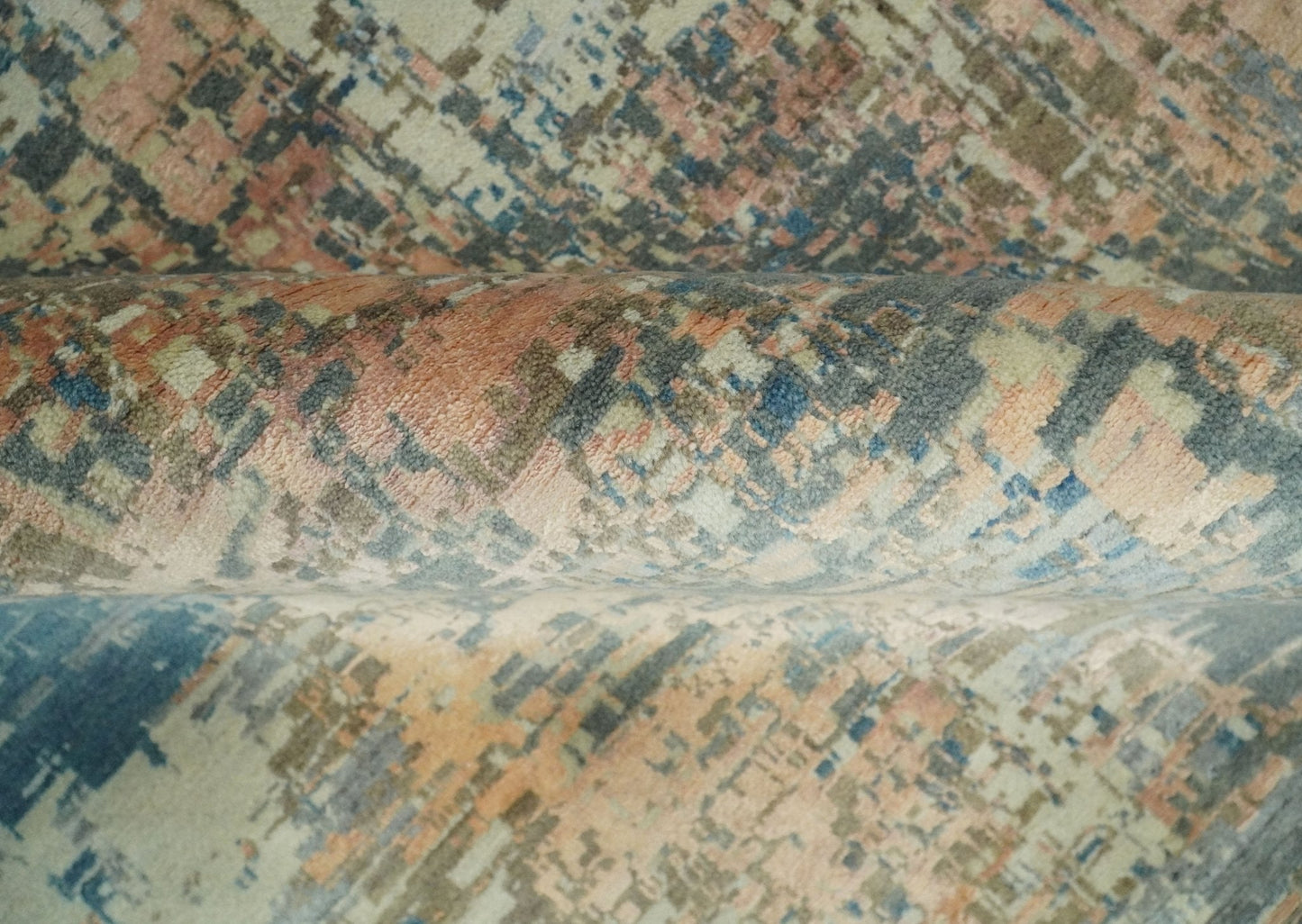 9x12 Fine Hand Knotted Brown Multicolor Modern Abstract Wool Area Rug | AGR34