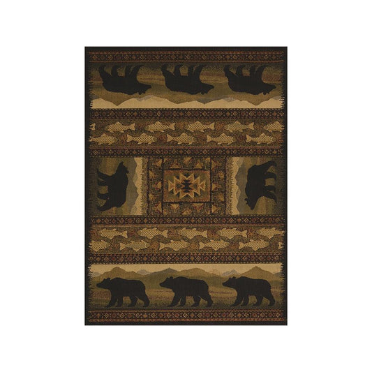 Affinity Black Bears Lodge Oversize Rug 7'10 X 10'6