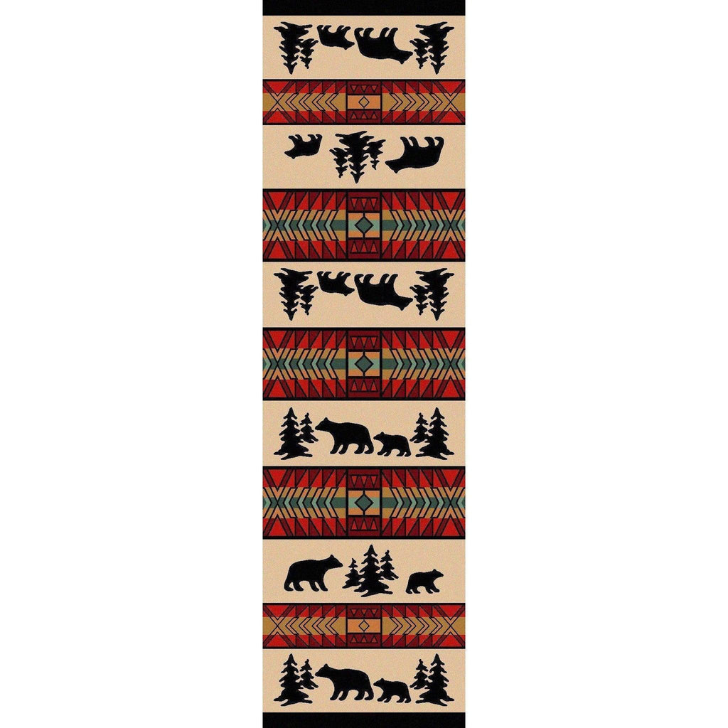 Bear Explorer - Red-CabinRugs Southwestern Rugs Wildlife Rugs Lodge Rugs Aztec RugsSouthwest Rugs