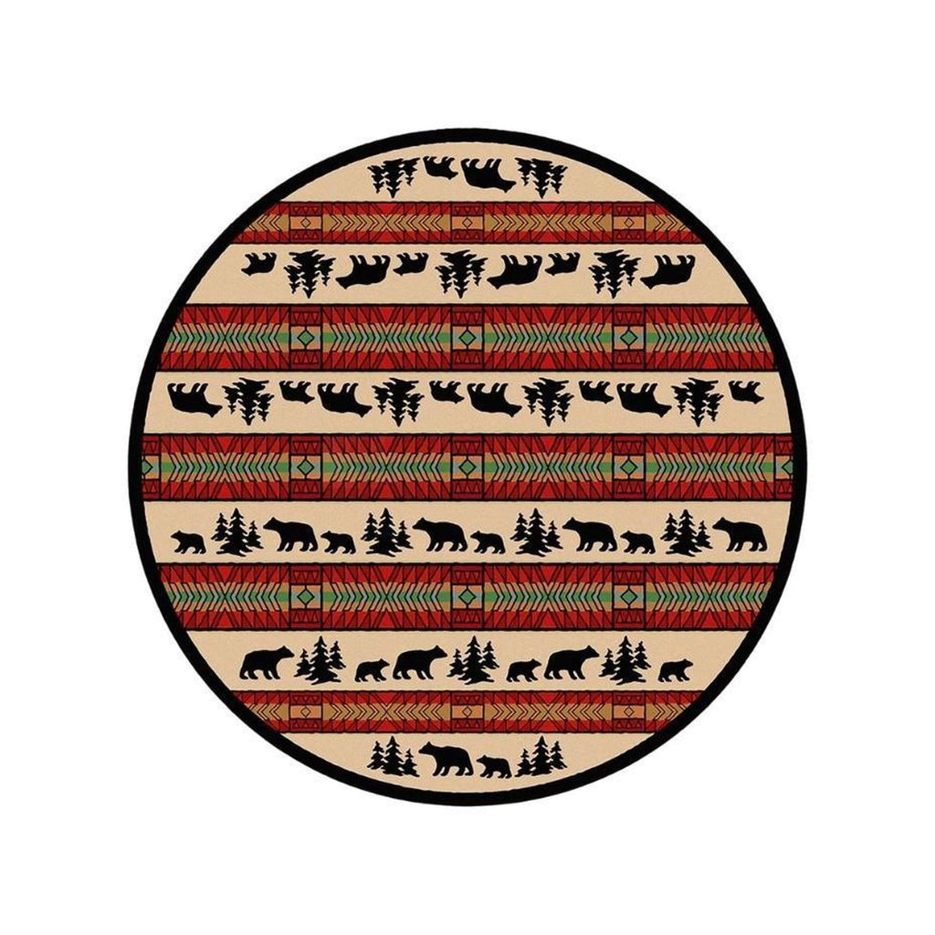 Bear Explorer - Red-CabinRugs Southwestern Rugs Wildlife Rugs Lodge Rugs Aztec RugsSouthwest Rugs