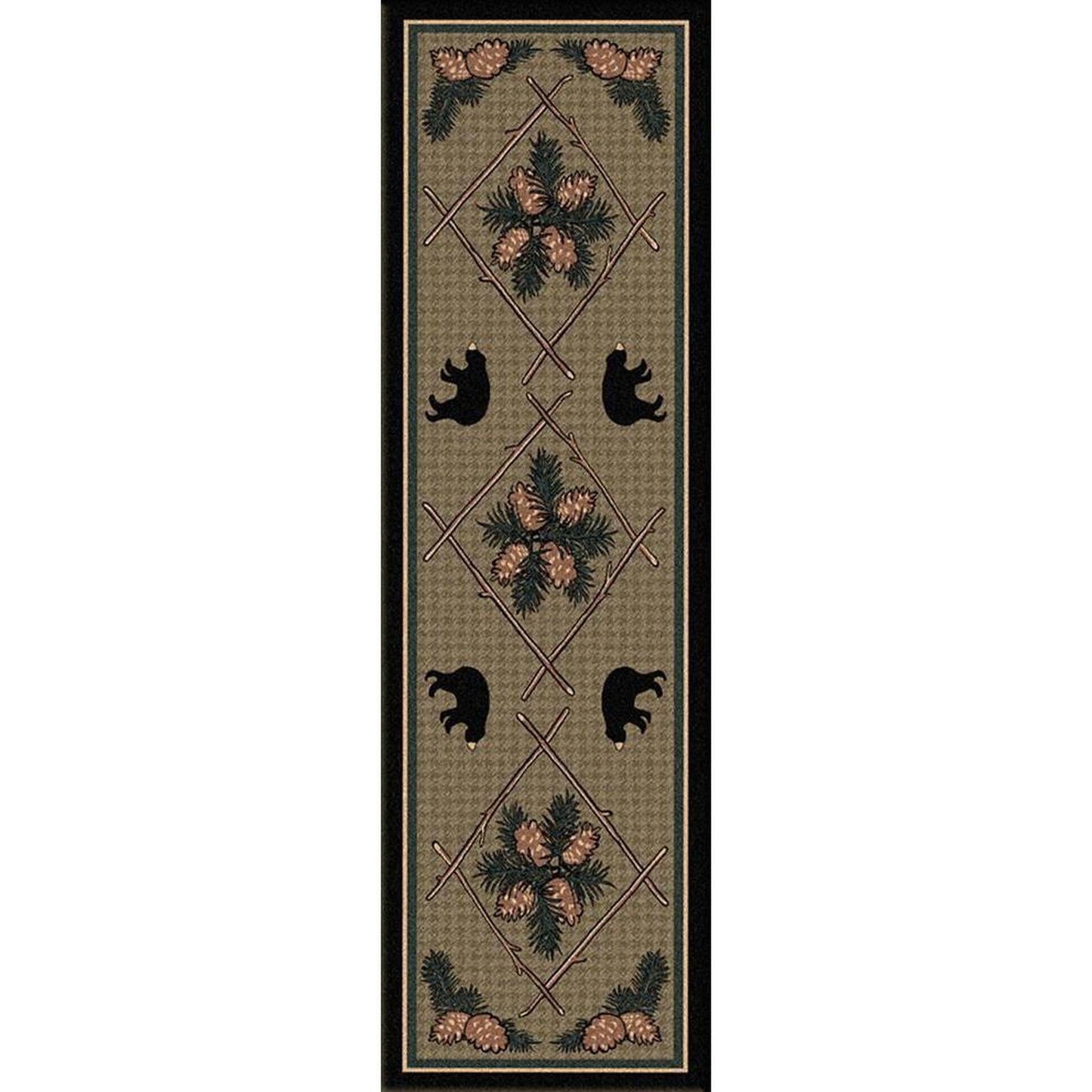 Bears & Pinecones-CabinRugs Southwestern Rugs Wildlife Rugs Lodge Rugs Aztec RugsSouthwest Rugs
