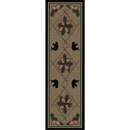 Bears & Pinecones-CabinRugs Southwestern Rugs Wildlife Rugs Lodge Rugs Aztec RugsSouthwest Rugs