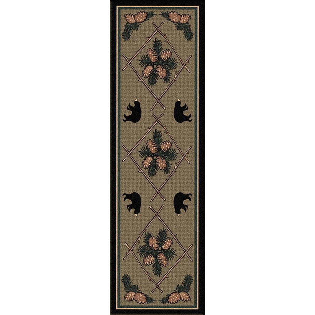 Bears & Pinecones-CabinRugs Southwestern Rugs Wildlife Rugs Lodge Rugs Aztec RugsSouthwest Rugs