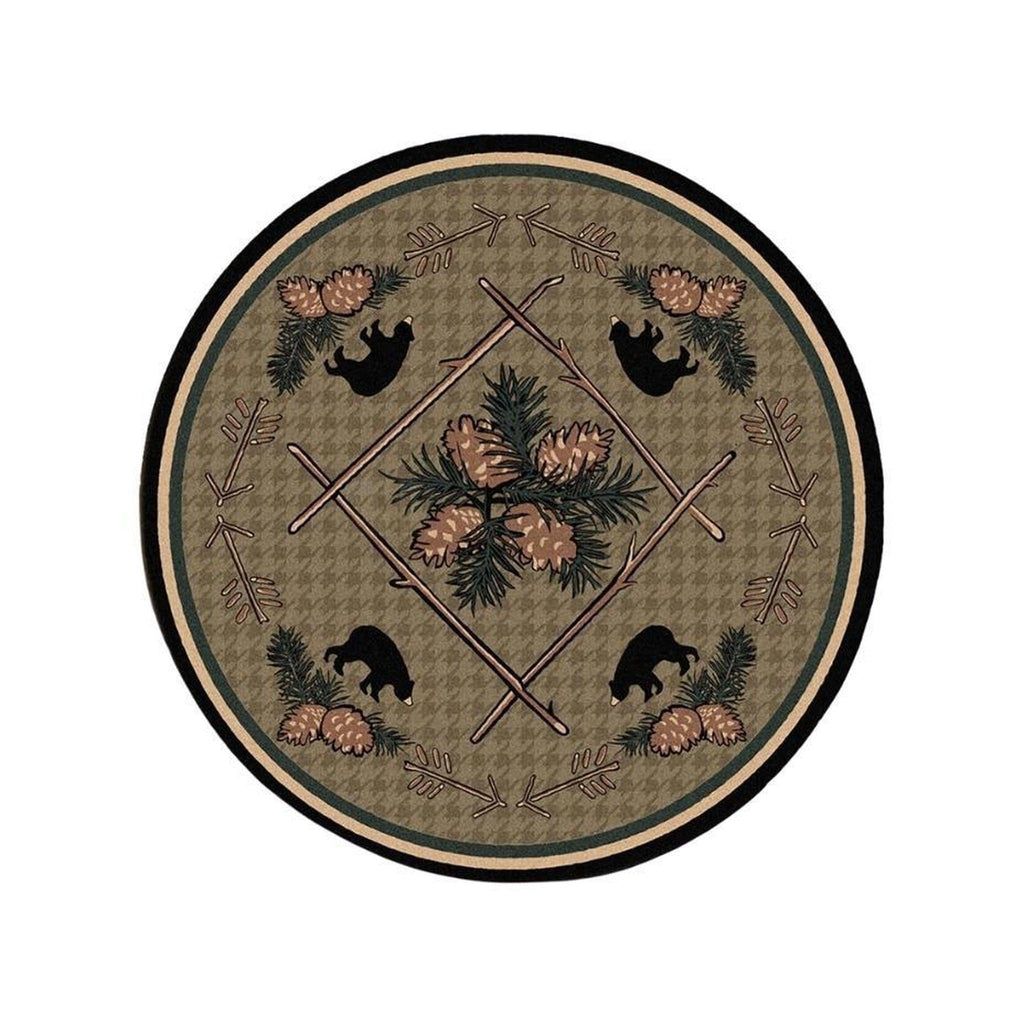 Bears & Pinecones-CabinRugs Southwestern Rugs Wildlife Rugs Lodge Rugs Aztec RugsSouthwest Rugs