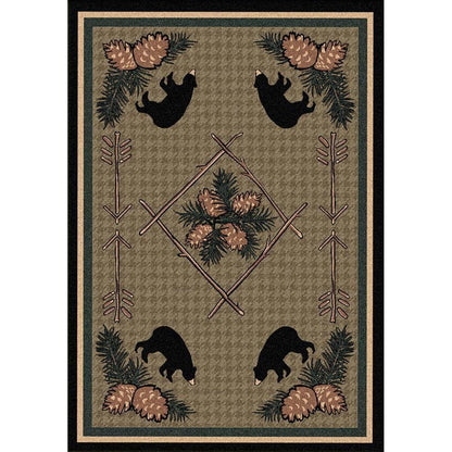 Bears & Pinecones-CabinRugs Southwestern Rugs Wildlife Rugs Lodge Rugs Aztec RugsSouthwest Rugs