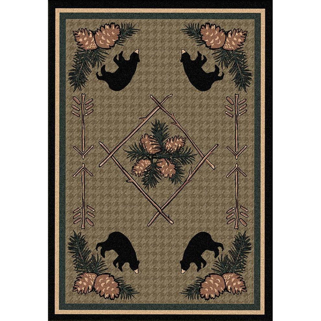 Bears & Pinecones-CabinRugs Southwestern Rugs Wildlife Rugs Lodge Rugs Aztec RugsSouthwest Rugs