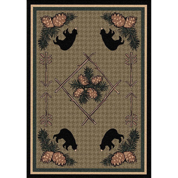 Bears & Pinecones-CabinRugs Southwestern Rugs Wildlife Rugs Lodge Rugs Aztec RugsSouthwest Rugs