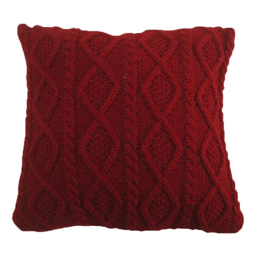 Cable Knit Throw Pillow, Red