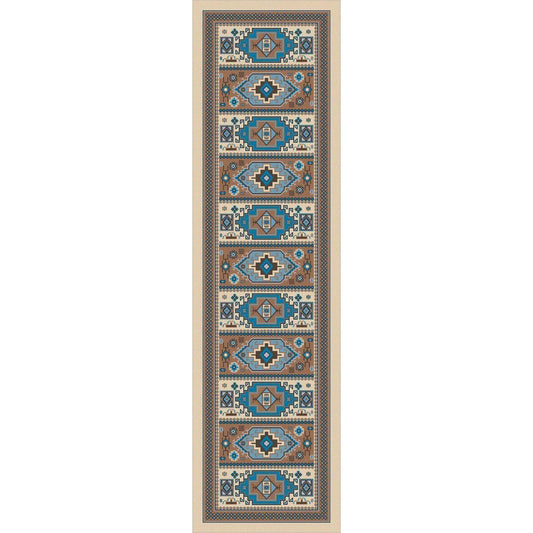 Café Indigo - Turquoise-CabinRugs Southwestern Rugs Wildlife Rugs Lodge Rugs Aztec RugsSouthwest Rugs