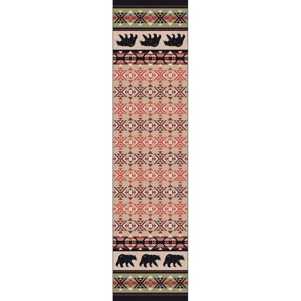 Comfy Bears - Burnt Red-CabinRugs Southwestern Rugs Wildlife Rugs Lodge Rugs Aztec RugsSouthwest Rugs