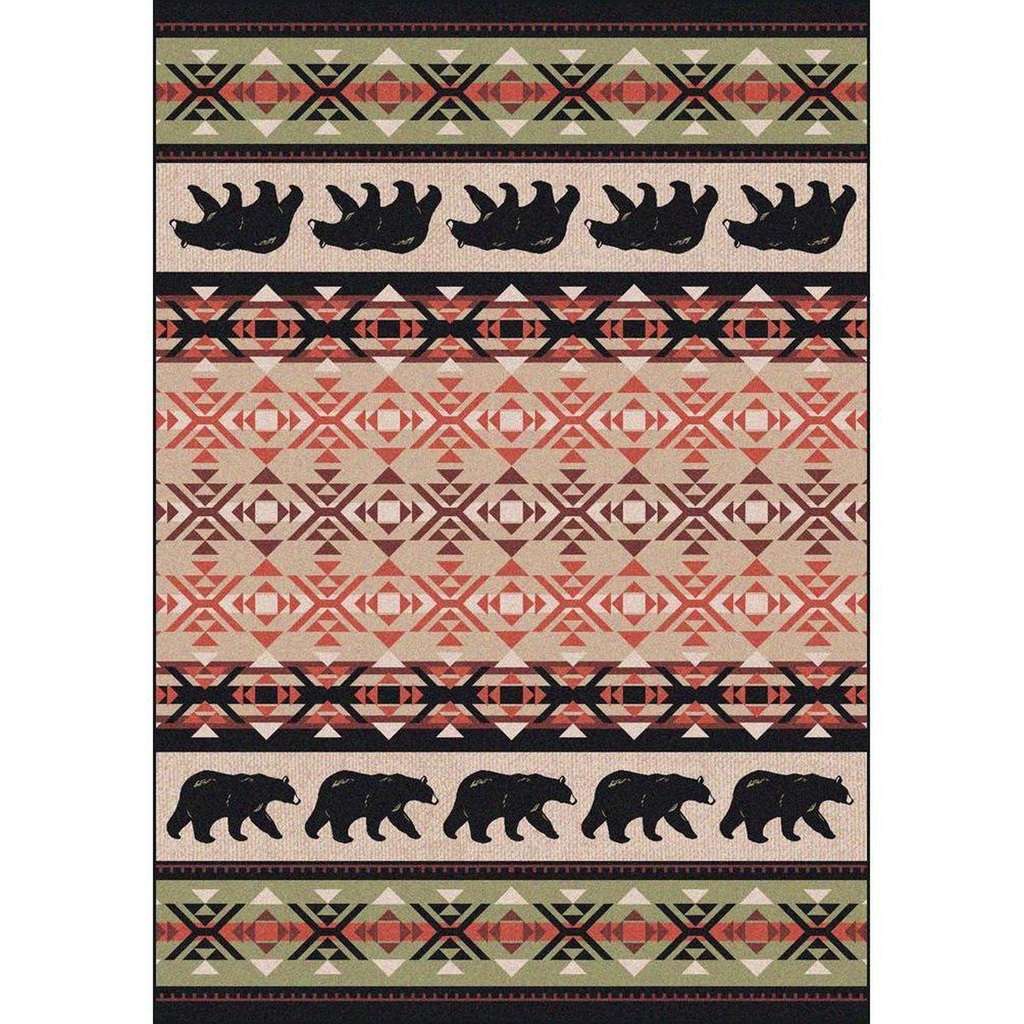 Comfy Bears - Burnt Red-CabinRugs Southwestern Rugs Wildlife Rugs Lodge Rugs Aztec RugsSouthwest Rugs