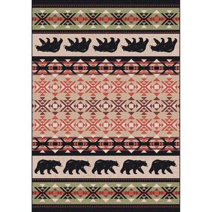 Comfy Bears - Burnt Red-CabinRugs Southwestern Rugs Wildlife Rugs Lodge Rugs Aztec RugsSouthwest Rugs