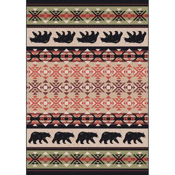 Comfy Bears - Burnt Red-CabinRugs Southwestern Rugs Wildlife Rugs Lodge Rugs Aztec RugsSouthwest Rugs