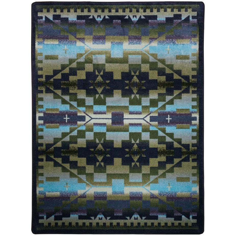 Desert Morning - Blue Shades-CabinRugs Southwestern Rugs Wildlife Rugs Lodge Rugs Aztec RugsSouthwest Rugs