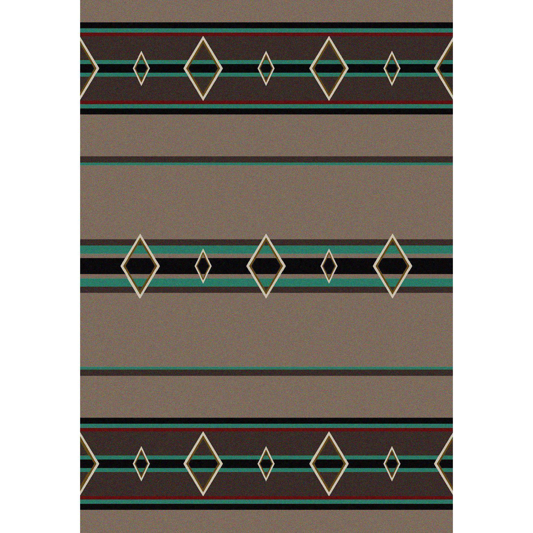 Desert Times - Turquoise-CabinRugs Southwestern Rugs Wildlife Rugs Lodge Rugs Aztec RugsSouthwest Rugs
