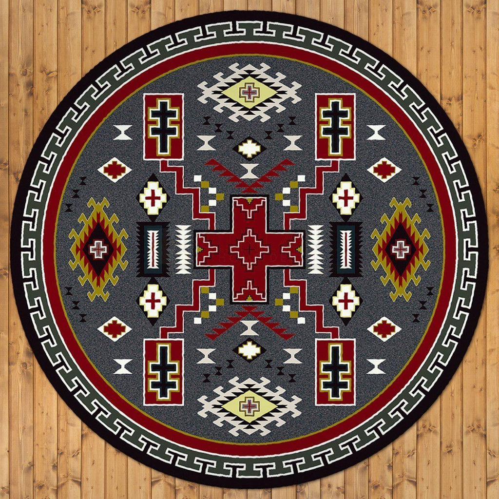 Double Crucifix - Gray-CabinRugs Southwestern Rugs Wildlife Rugs Lodge Rugs Aztec RugsSouthwest Rugs