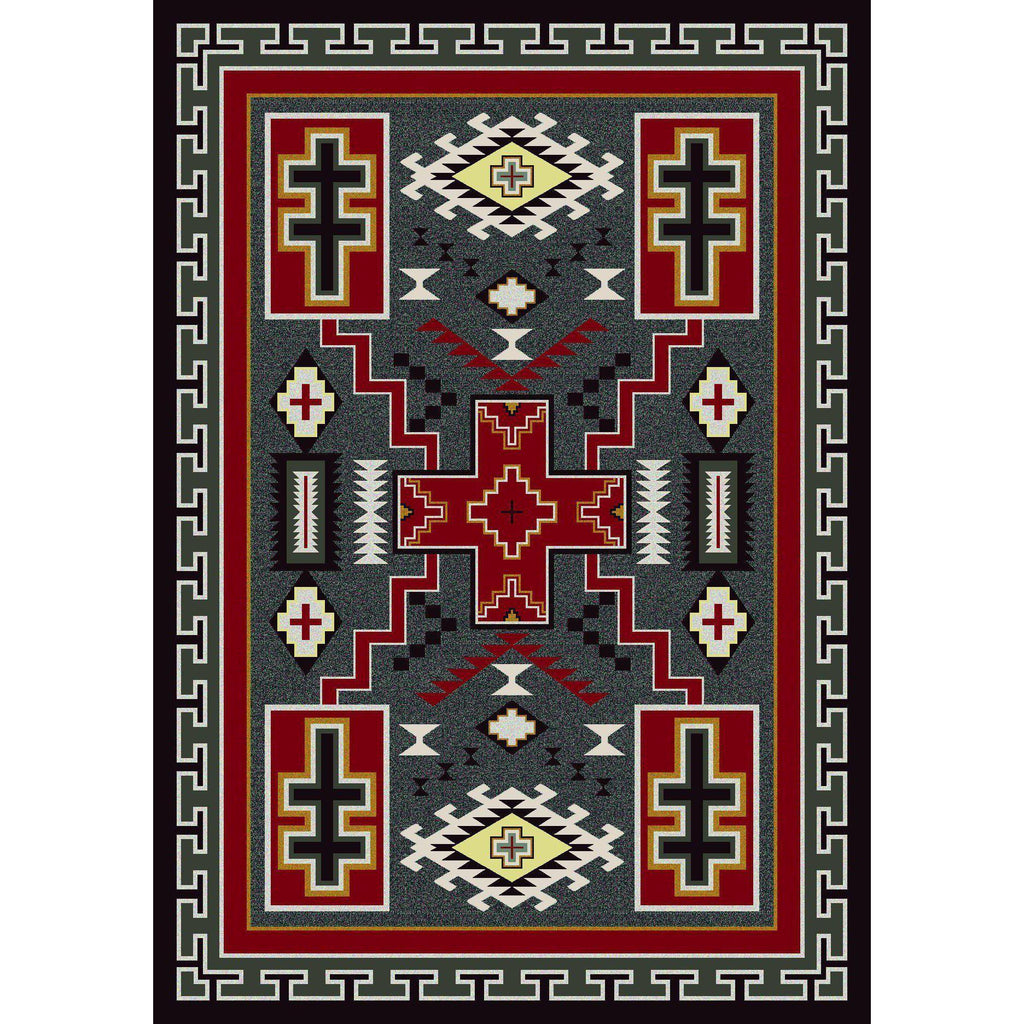 Double Crucifix - Gray-CabinRugs Southwestern Rugs Wildlife Rugs Lodge Rugs Aztec RugsSouthwest Rugs