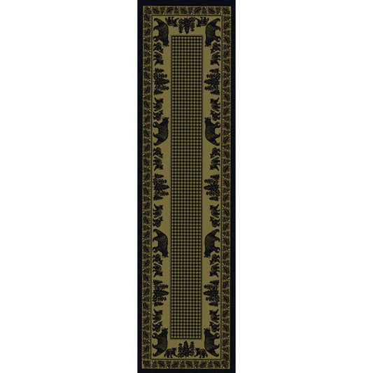Familia Ursa - Green-CabinRugs Southwestern Rugs Wildlife Rugs Lodge Rugs Aztec RugsSouthwest Rugs