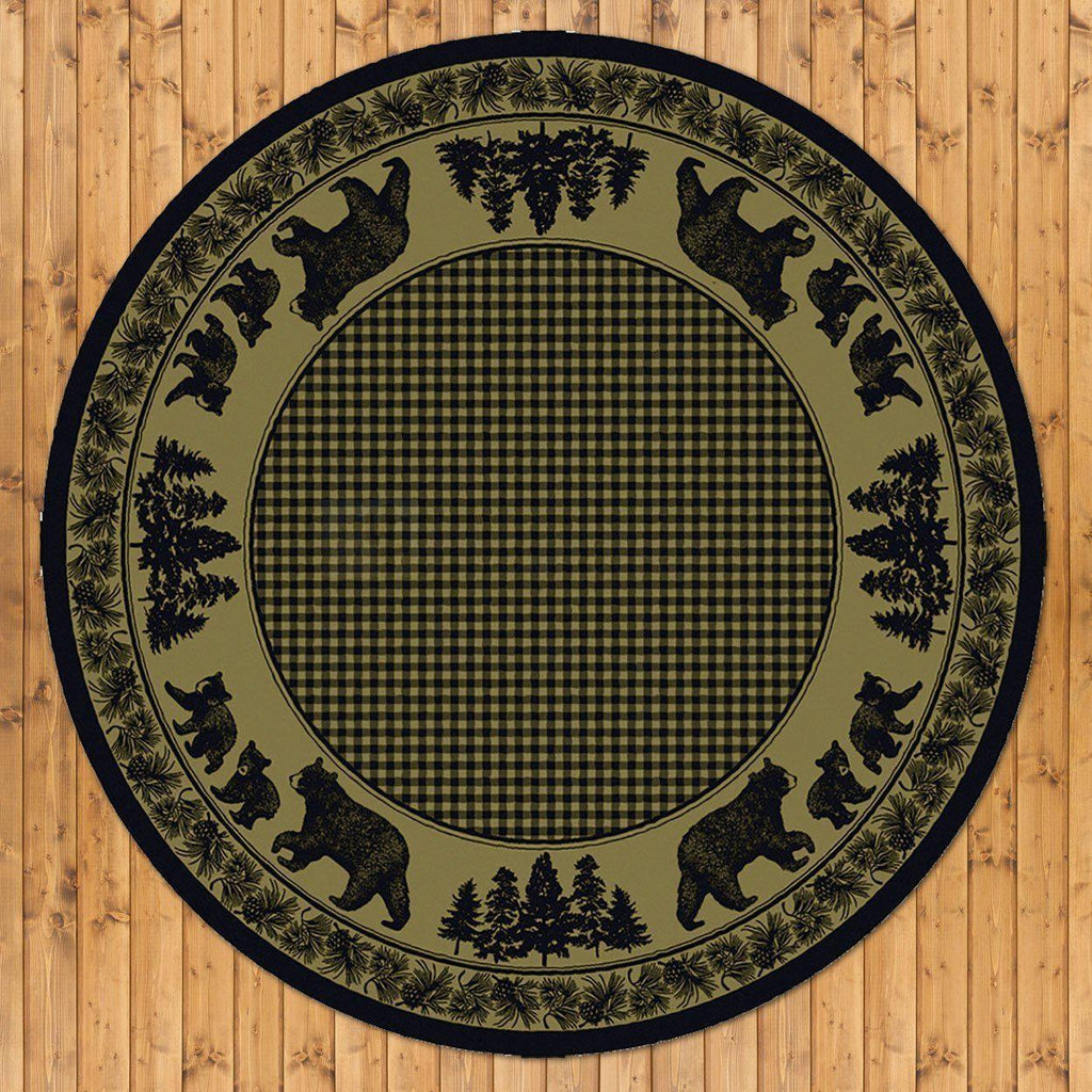 Familia Ursa - Green-CabinRugs Southwestern Rugs Wildlife Rugs Lodge Rugs Aztec RugsSouthwest Rugs