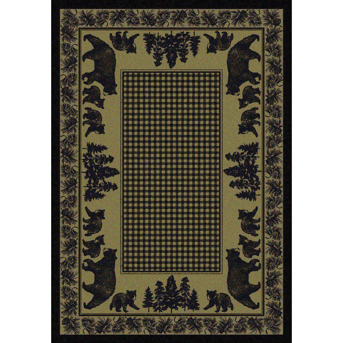 Familia Ursa - Green-CabinRugs Southwestern Rugs Wildlife Rugs Lodge Rugs Aztec RugsSouthwest Rugs