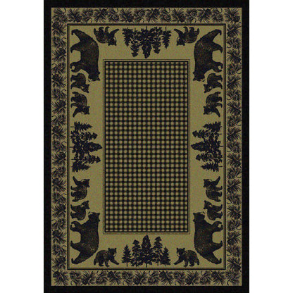 Familia Ursa - Green-CabinRugs Southwestern Rugs Wildlife Rugs Lodge Rugs Aztec RugsSouthwest Rugs