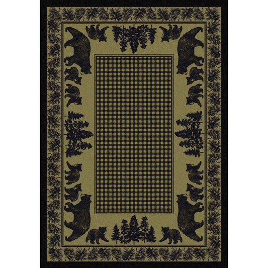 Familia Ursa - Green-CabinRugs Southwestern Rugs Wildlife Rugs Lodge Rugs Aztec RugsSouthwest Rugs