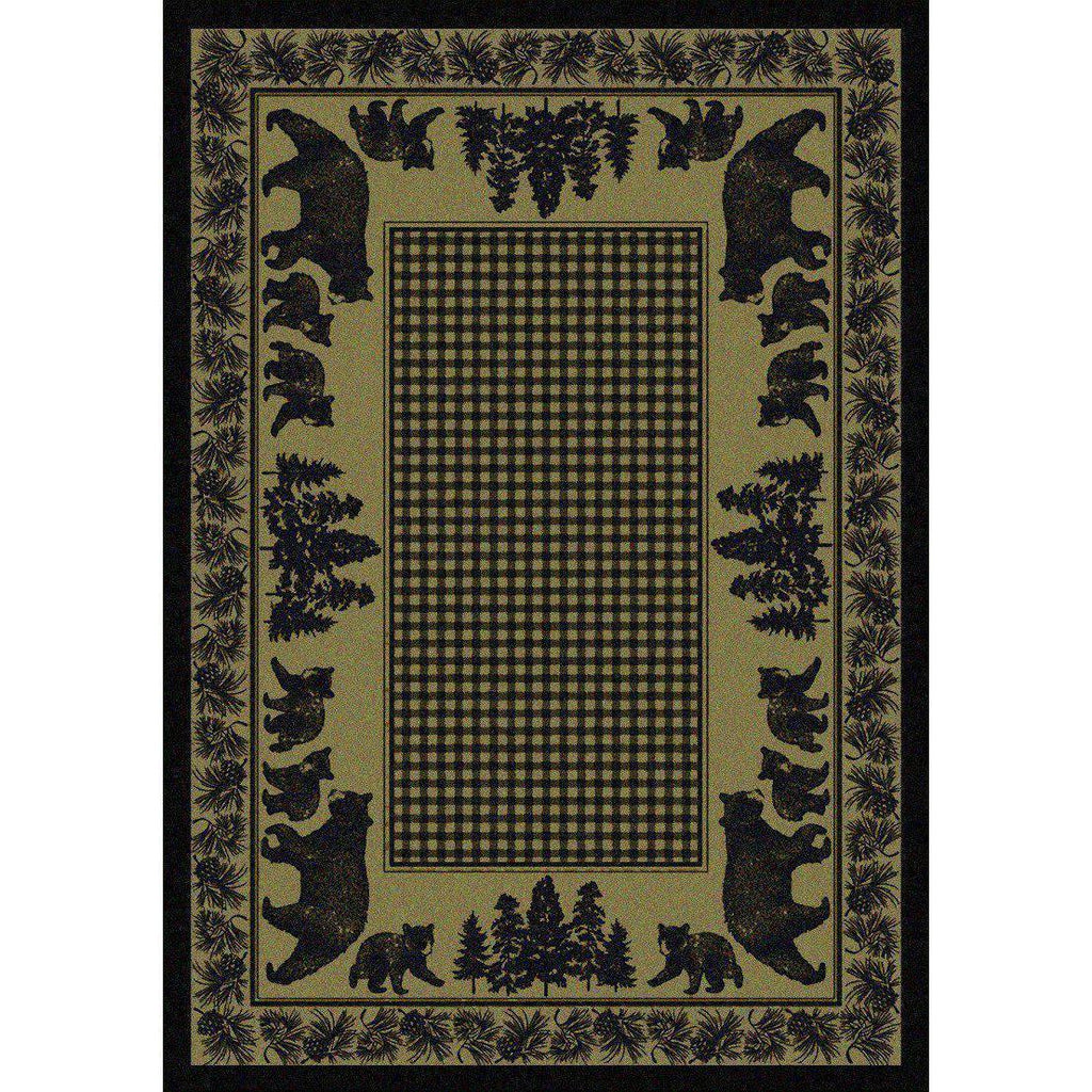 Familia Ursa - Green-CabinRugs Southwestern Rugs Wildlife Rugs Lodge Rugs Aztec RugsSouthwest Rugs