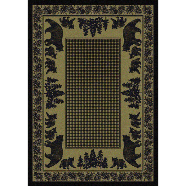 Familia Ursa - Green-CabinRugs Southwestern Rugs Wildlife Rugs Lodge Rugs Aztec RugsSouthwest Rugs