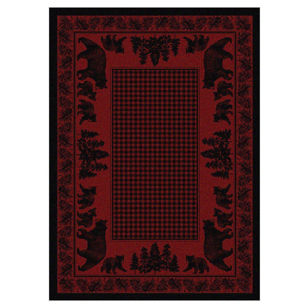 Familia Ursa - Red-CabinRugs Southwestern Rugs Wildlife Rugs Lodge Rugs Aztec RugsSouthwest Rugs