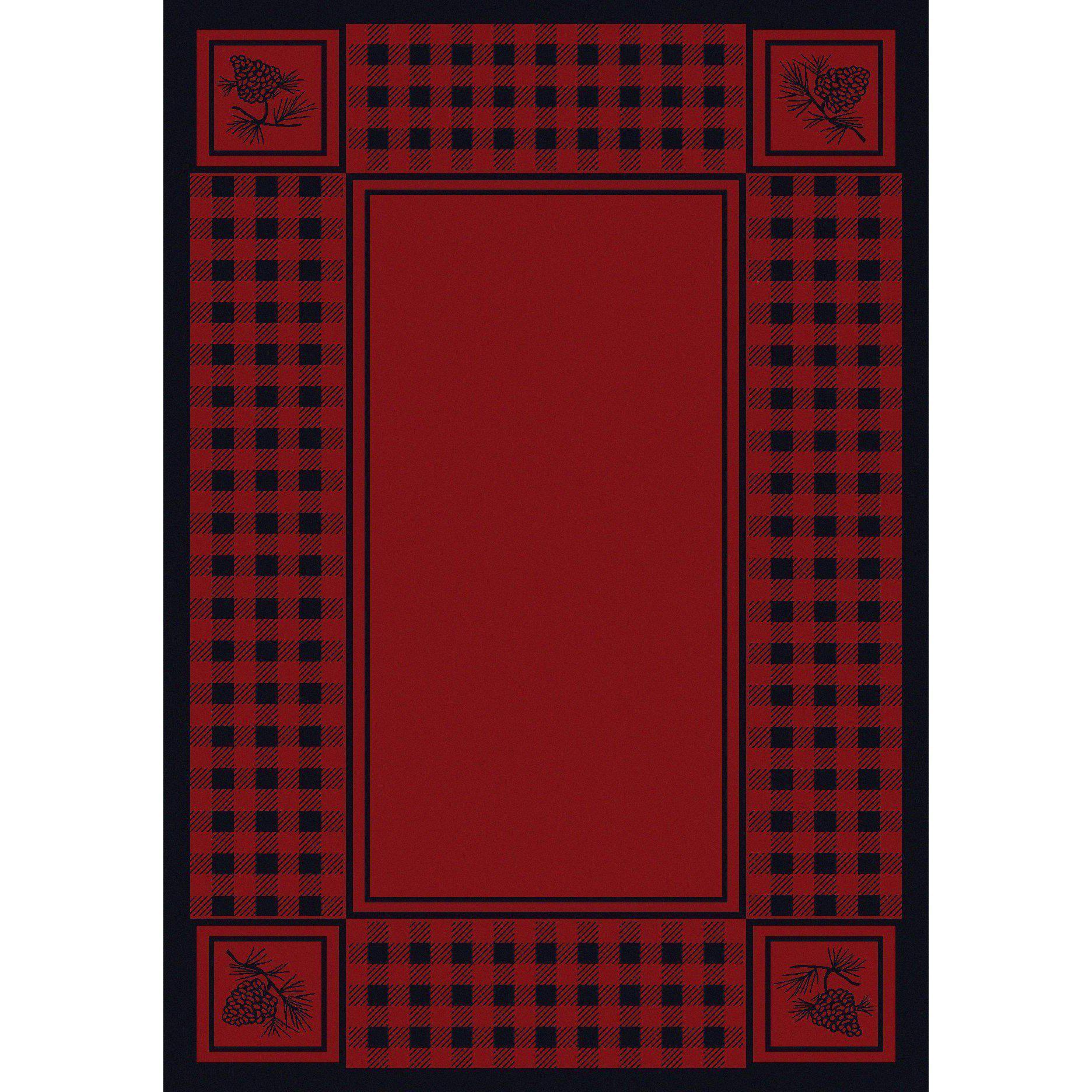 Forest Refuge - Red-CabinRugs Southwestern Rugs Wildlife Rugs Lodge Rugs Aztec RugsSouthwest Rugs